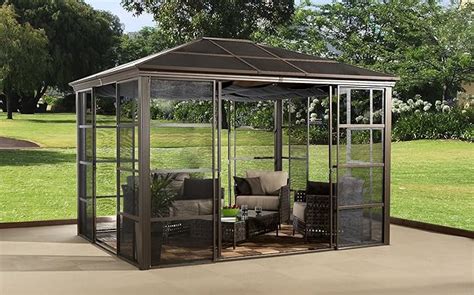 screen house metal garden gazebo|portable screened gazebo sliding doors.